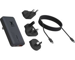 Xtorm Wereldstekker Reisstekker 65W Travel Charger + USB-C PD Kabel - met EU / US / UK Stekker - Zwart