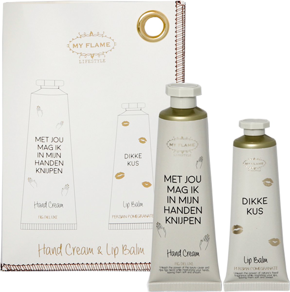 My Flame - Hand cream & Lip Balm - Met jou mag ik in mijn handen knijpen - dikke kus