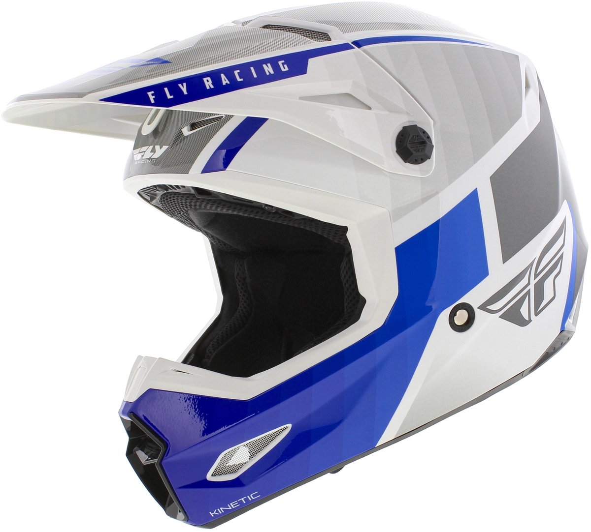 FLY Racing Kinetic Drift Blauw Charcoal Wit Crosshelm - Helm