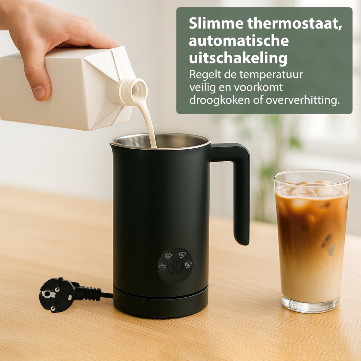 Melkopschuimer Elektrisch – Zwart – 4 Programma’s – Melkverwarmer en Melkklopper Electrisch – Perfect voor Cappuccino, Latte Macchiato en Chocomel — cadeau in Kookcadeaus - foto 6