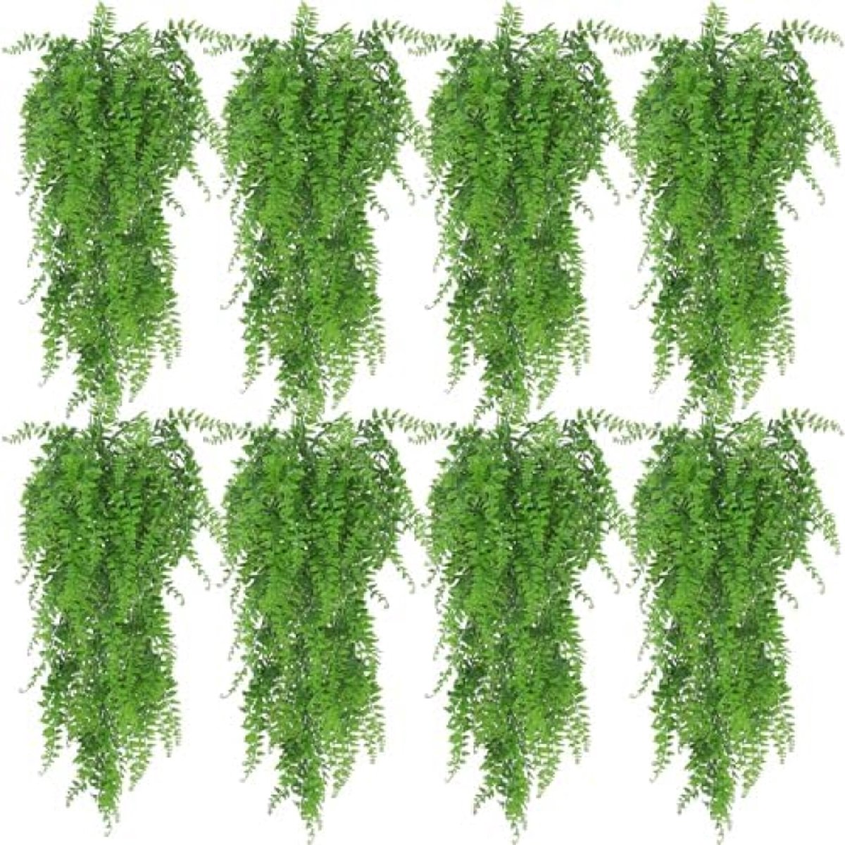PromoHome Kunstmatige Hangplanten Set - 8 Stuks Nep Klimop Ranken Groen Decoratie Binnen Buiten Woonkamer Balkon Tuin Slaapkamer Groen-8