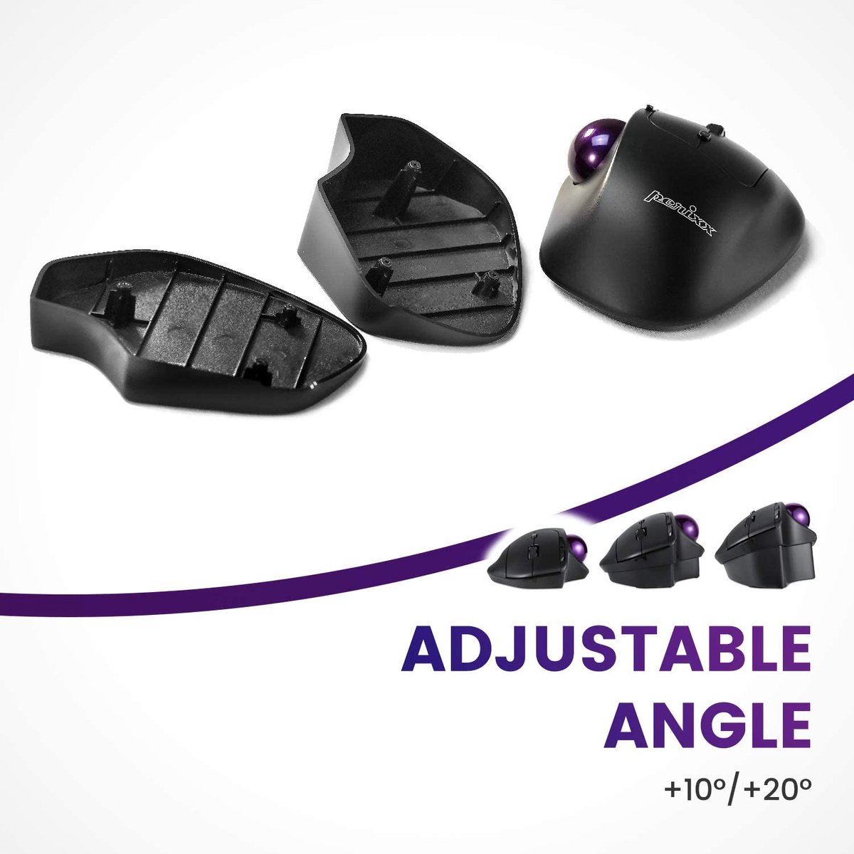 Perixx Perimice 720 ergonomische trackball muis met verstelbare hoek (Draadloos 2.4G Bluetooth)