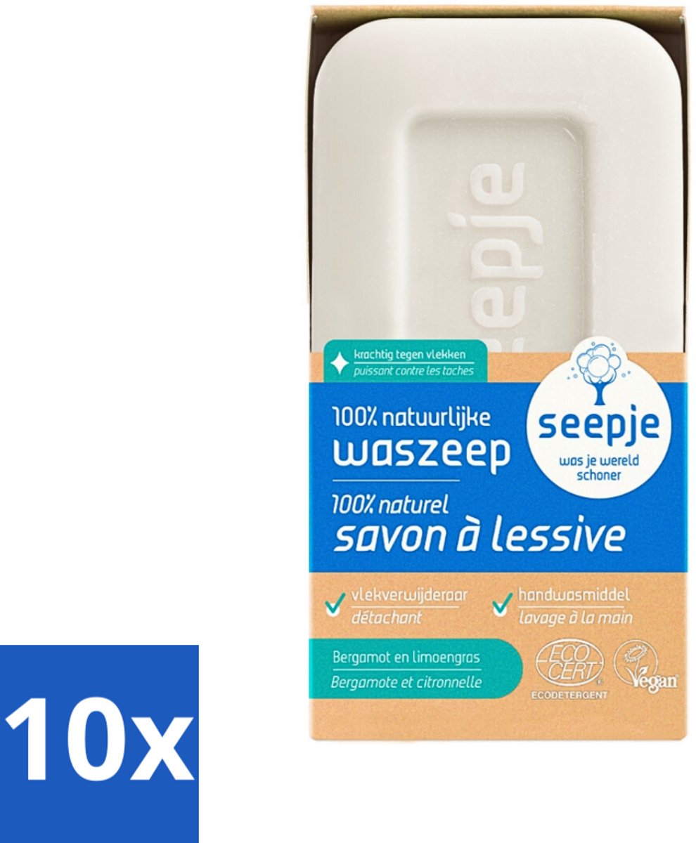 10 x Seepje - Waszeep - Handgemaakt & Natuurlijke Ingrediënten - Blok - 120 gr - Voordeelverpakking - 10 stuks