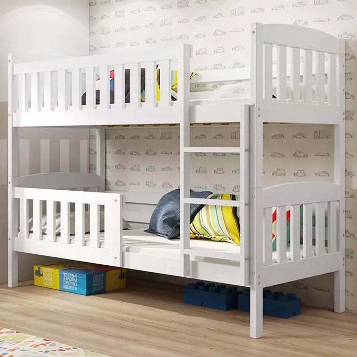 BMS KUBUŚ - Jeugd Stapelbed - 90x190 cm - Wit - Inclusief Matras