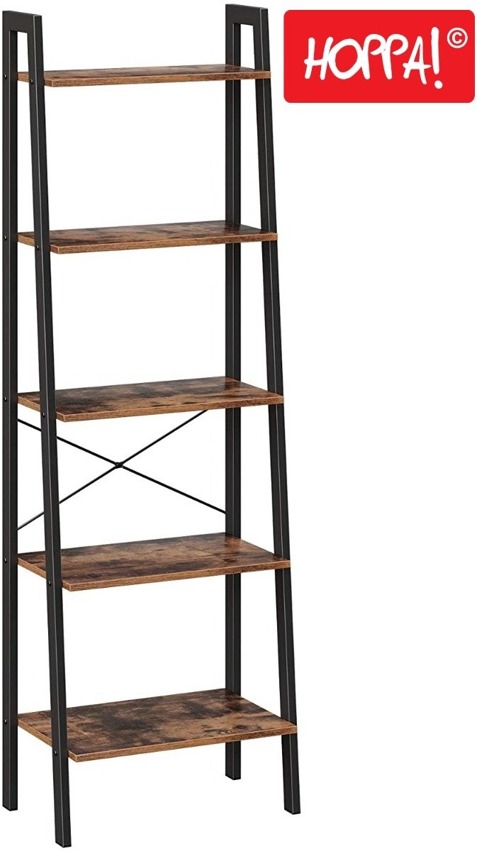 Hoppa! 5-laags ladderkast - Bruin/Zwart - Metaal - 56 x 32 x 170 cm (L x D x H)