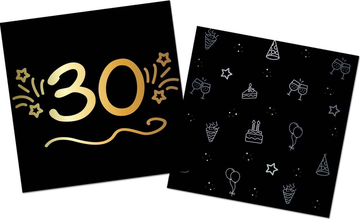 Folat - Servetten shining glam 30 jaar - 16 stuks - 33 x 33 cm