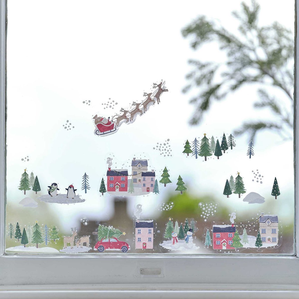 Ginger Ray - Novelty Christmas - Raamsticker Kerstdorp