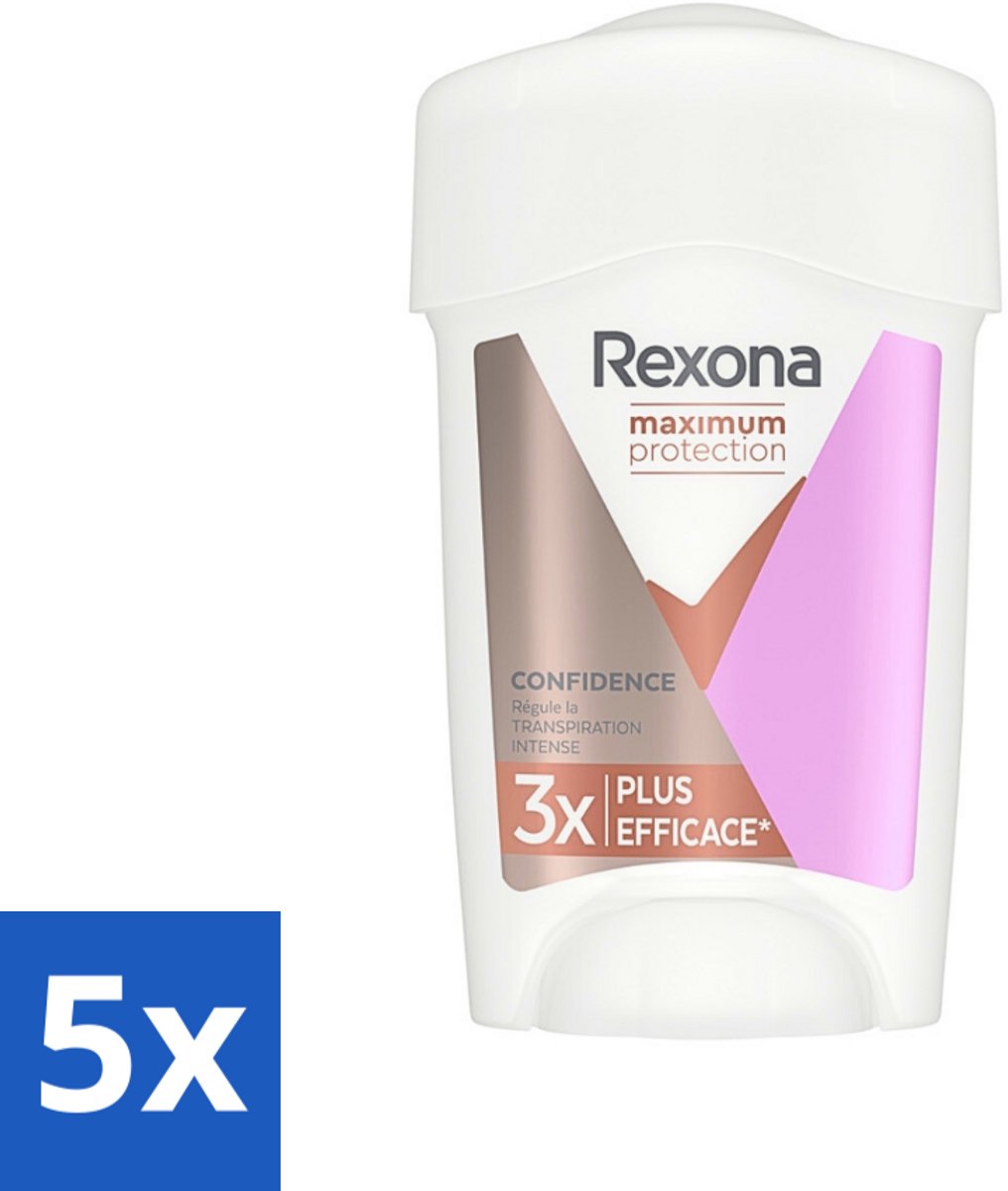 5 x Rexona Women - Deodorant Stick - Maximum Protection Confidence - Anti-transpirant - 45 ml - Anti-transpirant Stick - Zweetbescherming - Zweetgeur - Zweetbescherming Vrouwen - Zweetbescherming 96 Uur