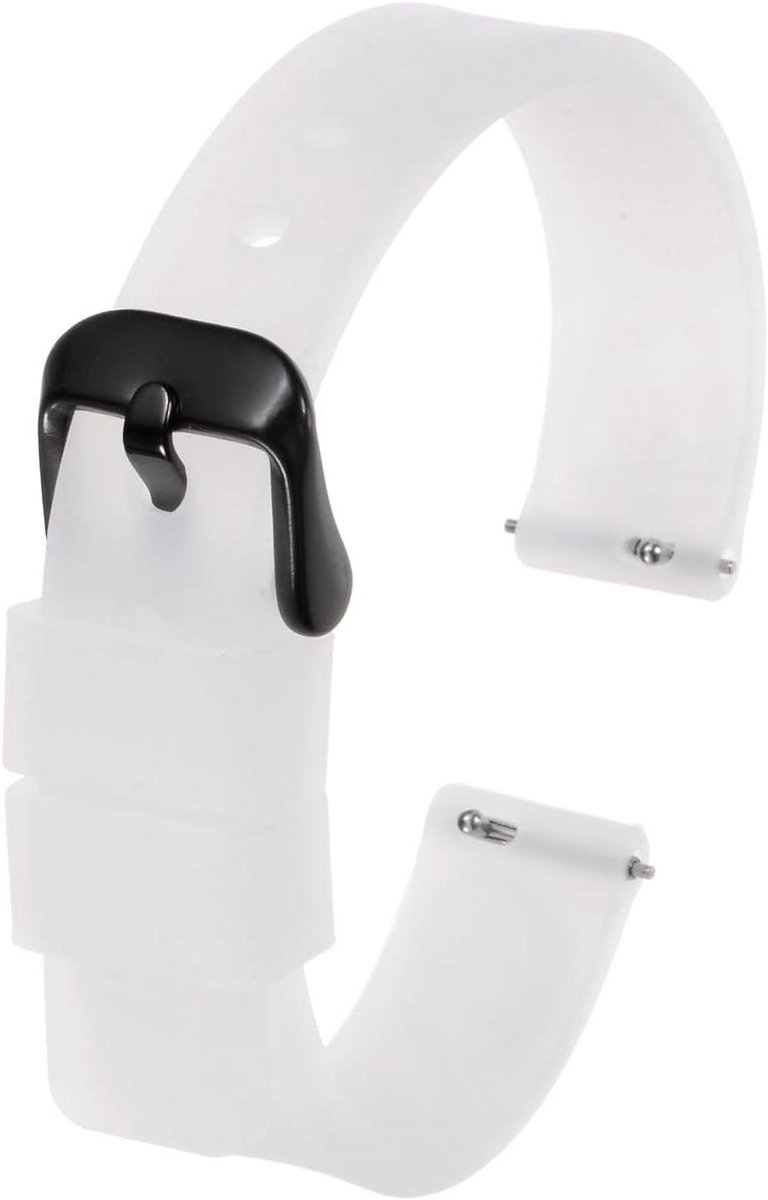 Allecto plus - Siliconen horlogebandje 16mm snelwissel zwart roestvrijstalen sluiting transparant. Zacht rubber reserveband geschikt voor mannen en vrouwen.