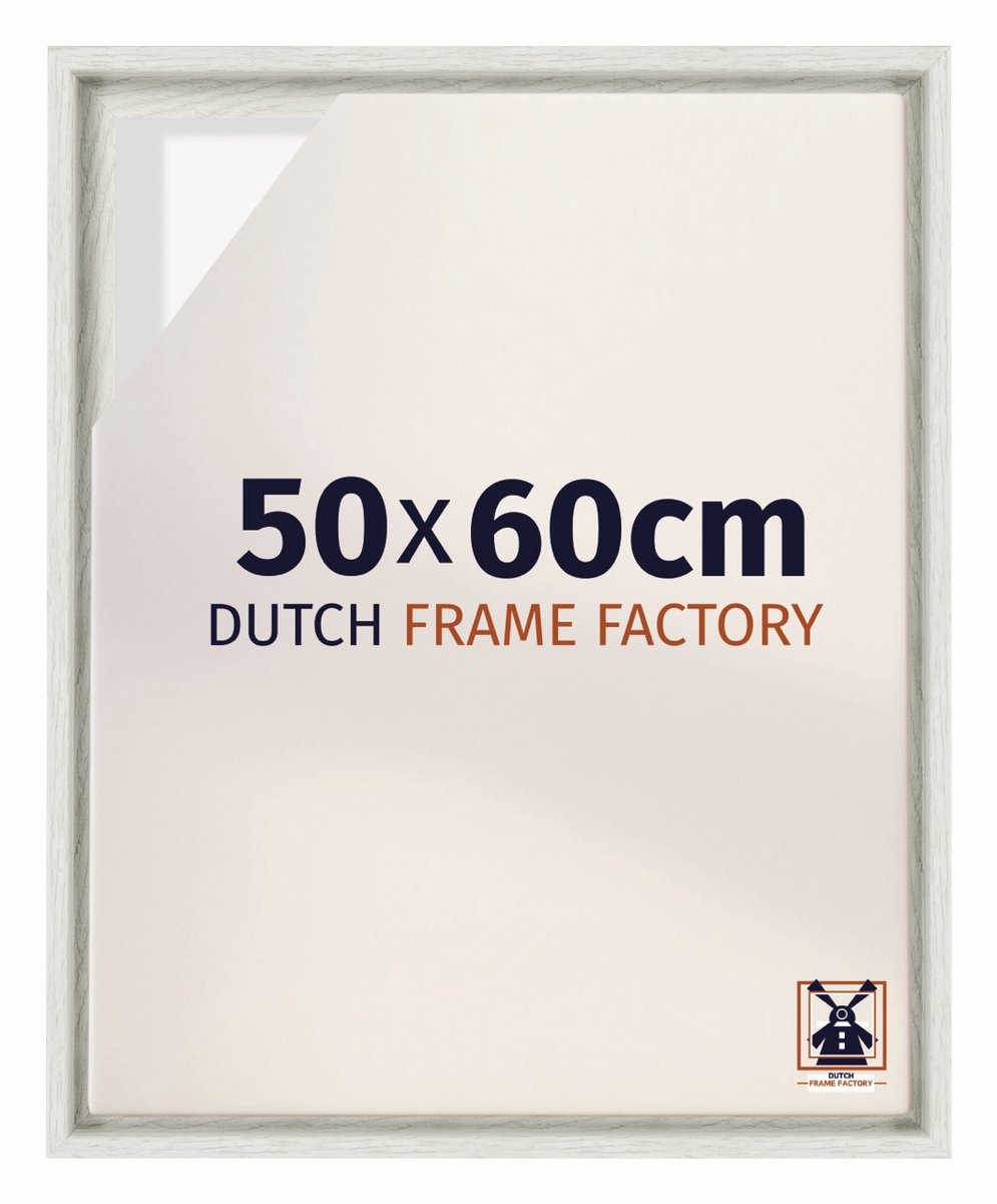 Dutch Frame Factory Baklijst 50x60 cm - White Wash - Geschikt voor Canvasdoek - MDF Baklijst Lausanne
