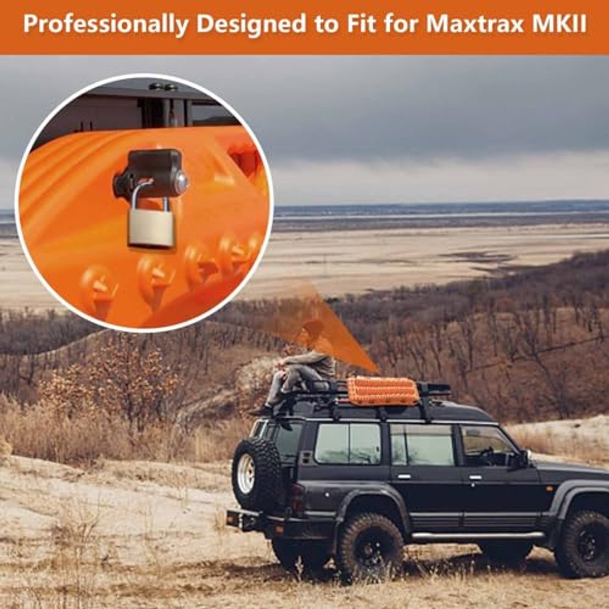 MaxTrax MKII Recovery Board Montagepinset, afsluitbare diefstaldiefstal, roestvrijstalen pennen voor SUV's, vrachtwagens en offroad-voertuigen