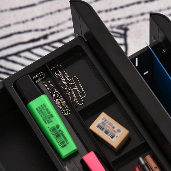 HollyHOME Mobiele archiefkast met 5 laden, rollende bestandsorganizer, metalen opbergkast met wielen voor thuis, rollende kantoorarchiefkast met wielen, voor school, zwart