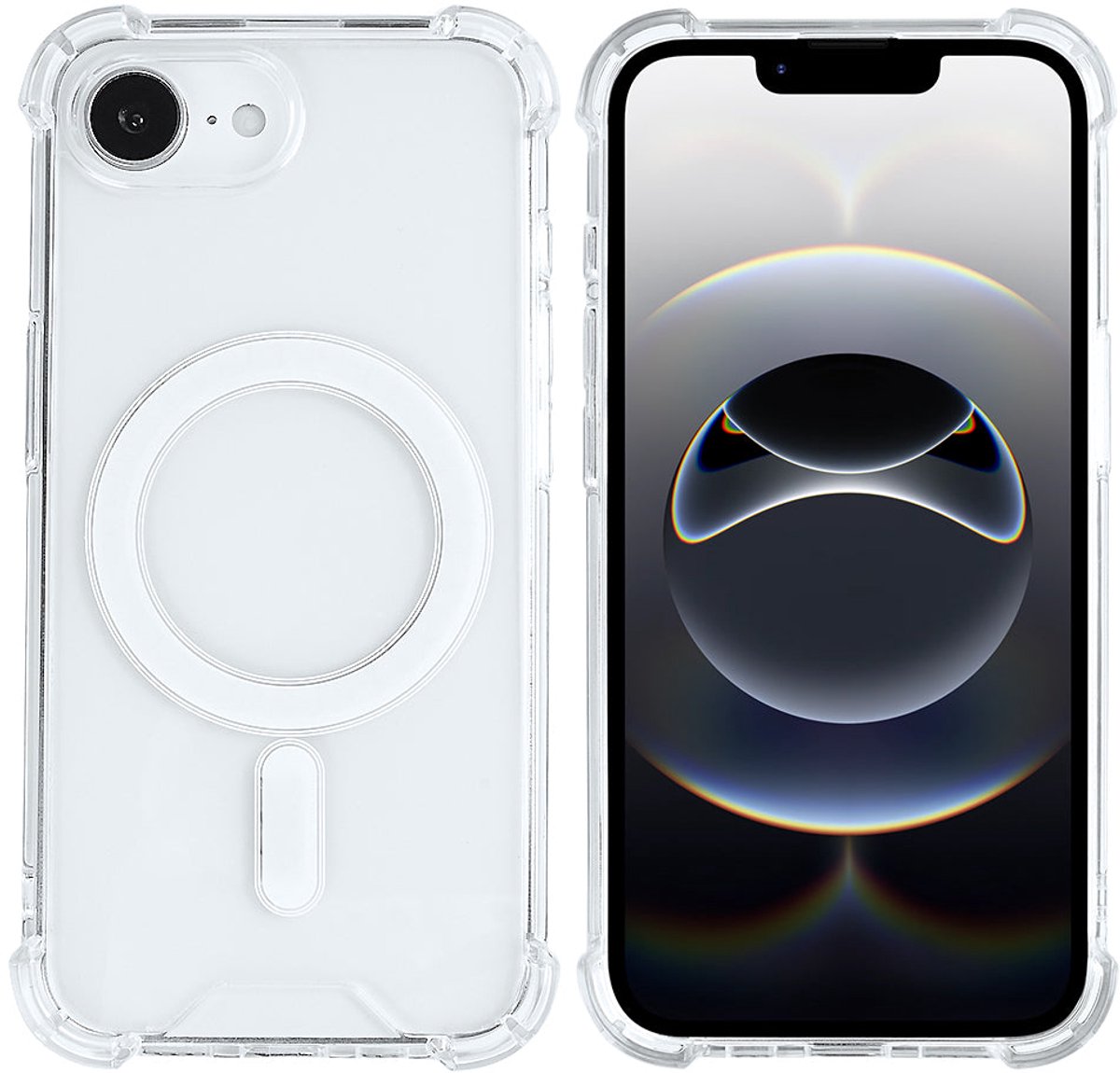 Rixus Anti-Burst Case With MagSafe For Apple iPhone 16e, 17e Transparent