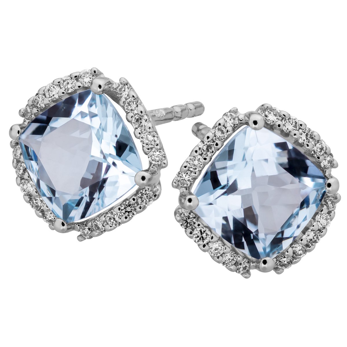 Orolino Ohrringe Gold 585 mit Blautopas (beh.) + 40 Brillanten zus. 0,16ct.