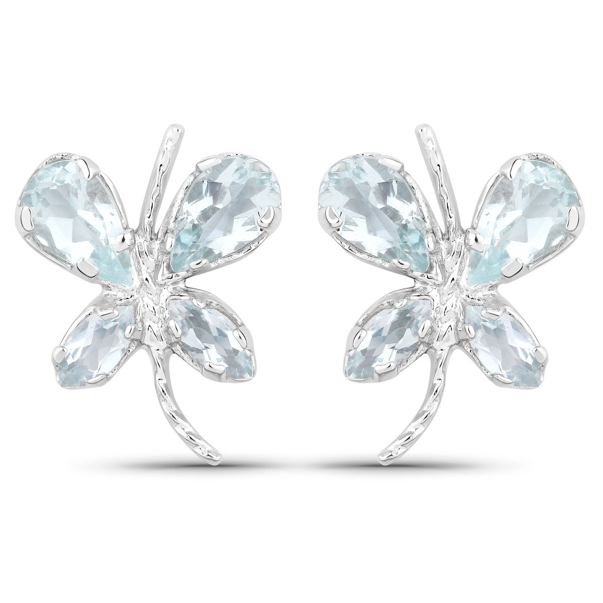 Vira Jewels Ohrringe Silber 925 rhodiniert Schmetterling-Motiv mit echtem Aquamarin