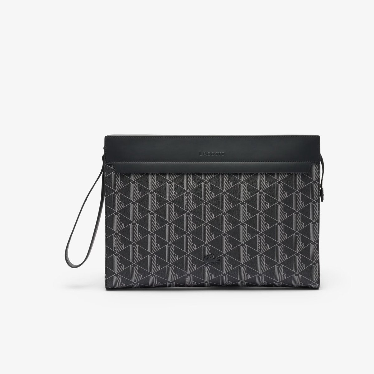 LACOSTE laptop hoes met laptopvak The Blend Computer Pouch Monogram Noir Gris zwart