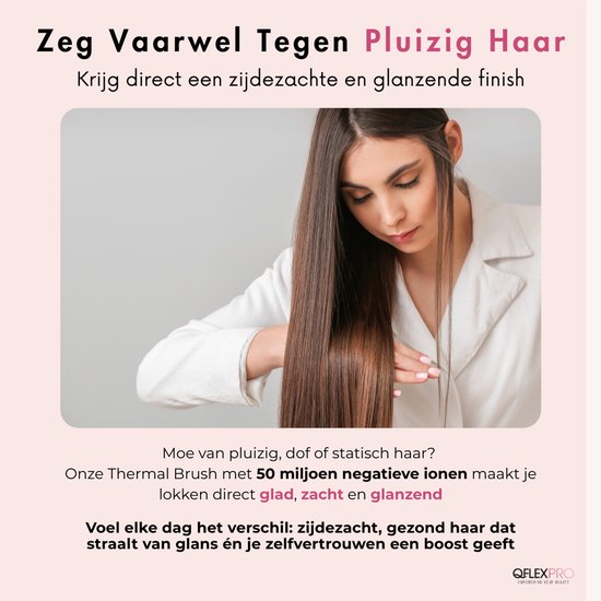 QFLEX PRO® Thermal Brush - Keramische Warmteborstel - Krultang - Krulborstel - Fohnborstel - Airstyler - Warmteborstel - Krullen borstel - 38 mm – 15 Sec Opwarming – Glanzend, Pluisvrij & Zijdezacht Haar – 10 Warmtestanden – Haarborstel 2m Snoer