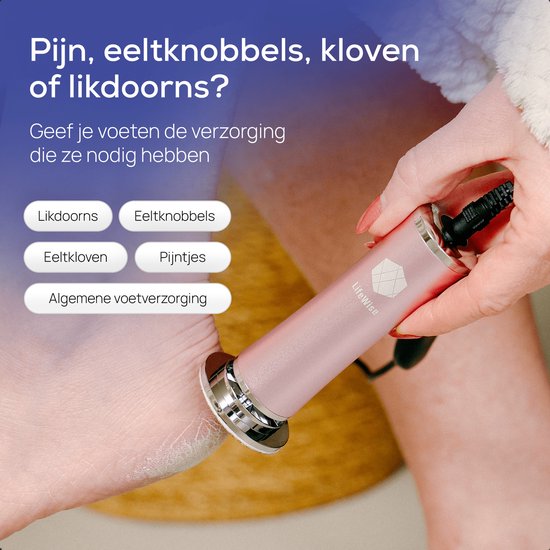 LifeWise® Elektrische Eeltverwijderaar - 60 Vervangbare Schuurpads - Hygiënisch - Netstroom Adapter - Voetvijl - Eeltvijl - Roze
