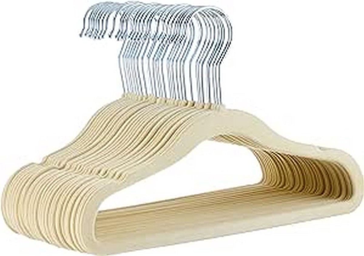 30 stuks antislip fluwelen hangers voor kinderen en peuters- 29 cm- beige