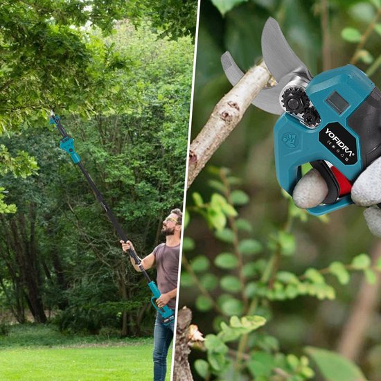 Yofidra Accu-Hoogsnoeier - 4-in-1 Telescopische Kettingzaag + Elektrische Snoeischaar - 1 m tot 2 m - 6 Inch Kettingzaag - 25 mm Snoeizaag - Borstelloze Motor - zum Baum- und Heckenschneiden van Yofidra — afbeelding 5