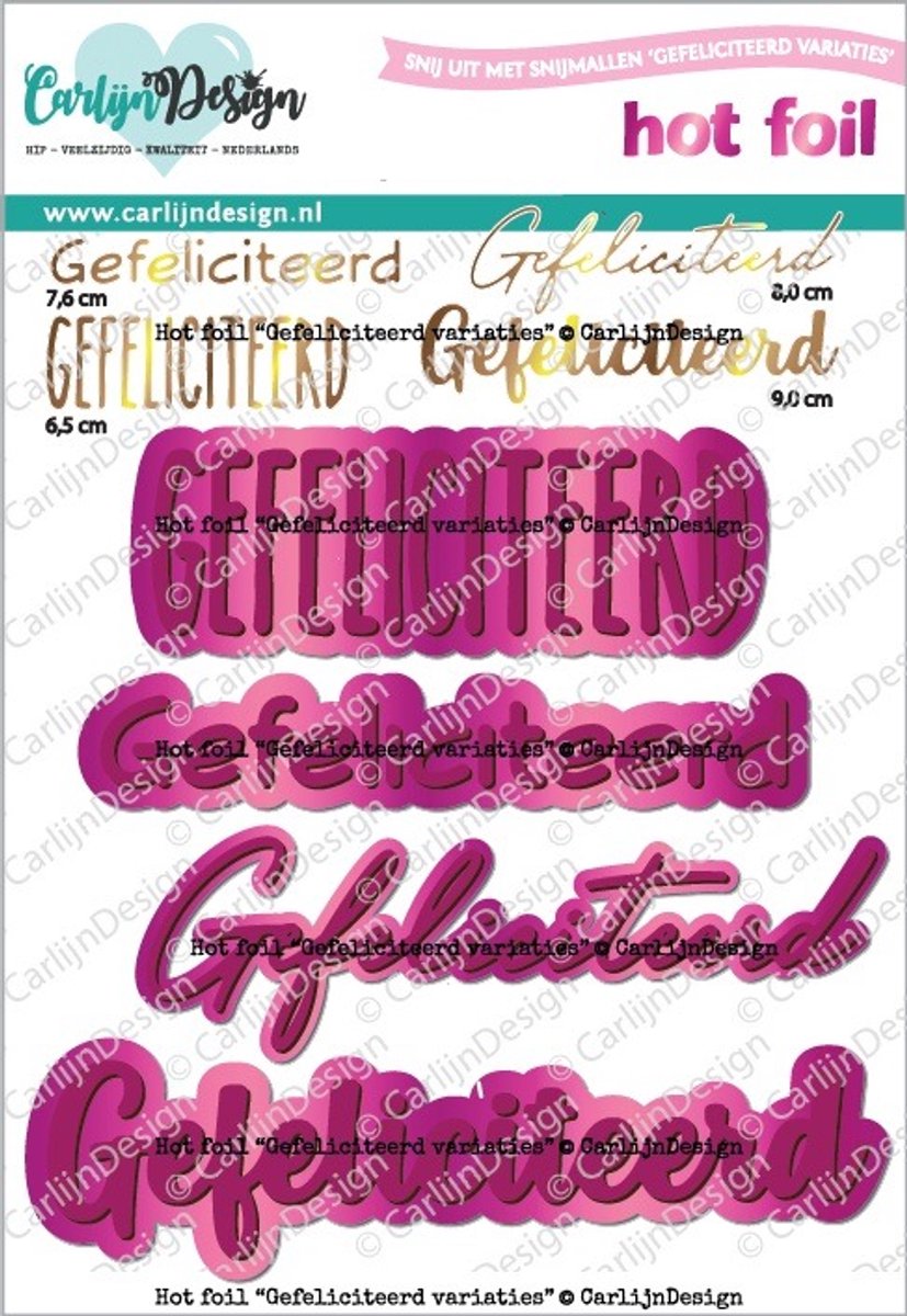 Hot foil Gefeliciteerd variaties