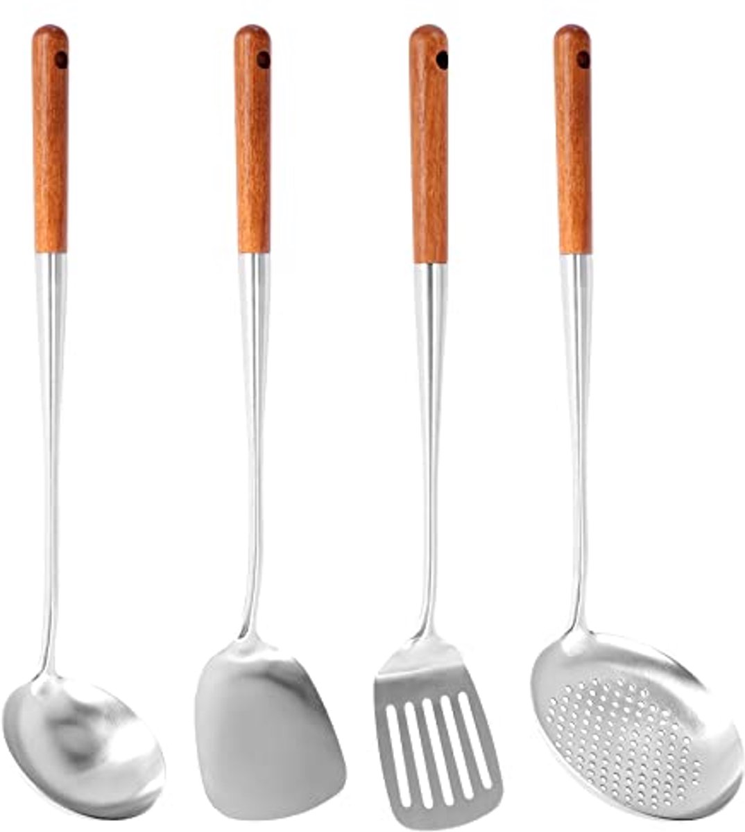 Lange roestvrijstalen wokspatel set voor de keuken