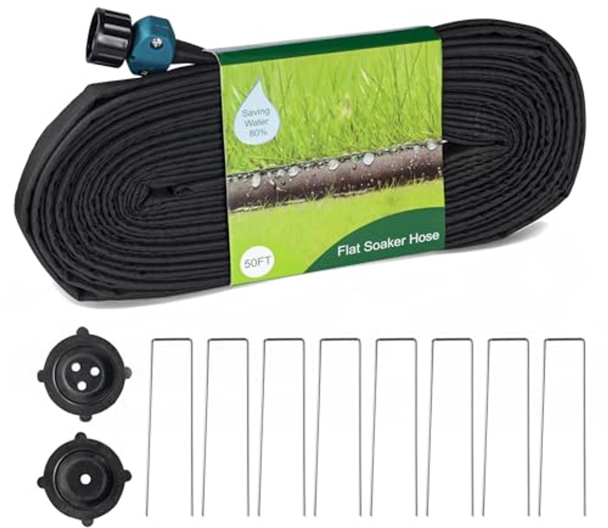 Platte soaker-slang 50 meter - Koppelbare druppelirrigatieslang voor tuin - Lekvrij en waterbesparend systeem