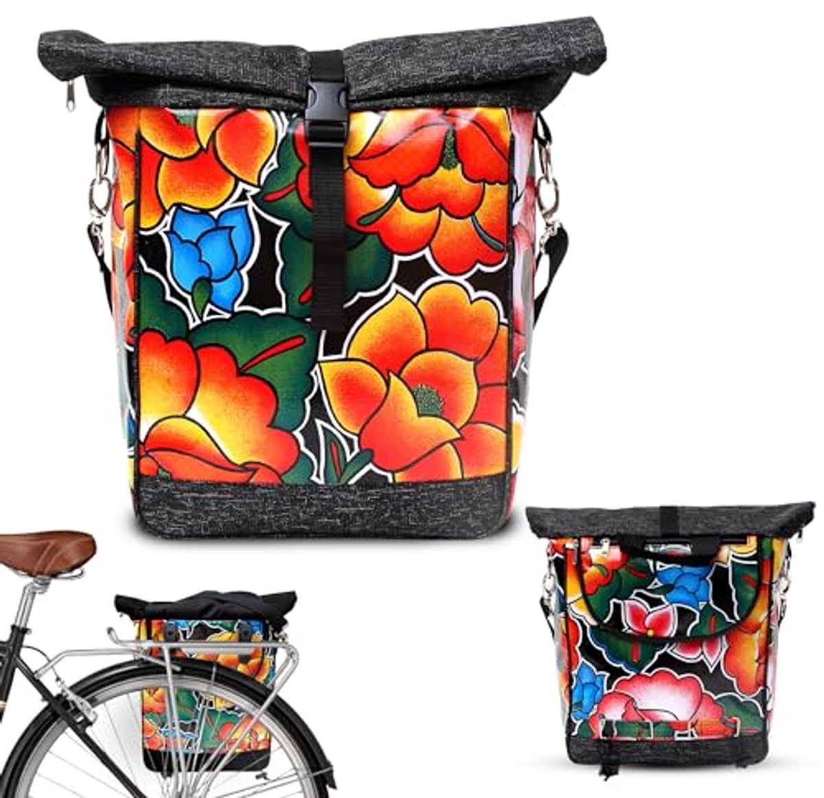 Waterdichte Fietstas met Afneembare Schouderband en Klikbevestiging voor Bagagedrager