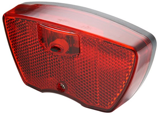 Rood fiets achterlicht met reflector en LED, 80 mm breed.