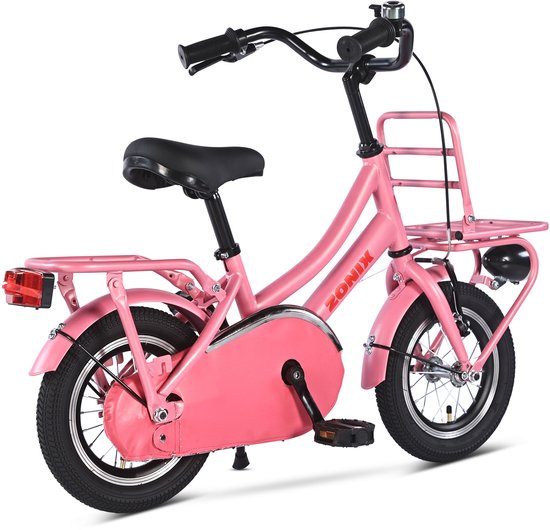 Zonix Meisjesfiets 12 Inch Roze Kinderfiets Transport Voor Meisjes Van 2 Tm 4 Jaar Geschikt Voor Kledingmaat 90-105 van Zonix — afbeelding 3