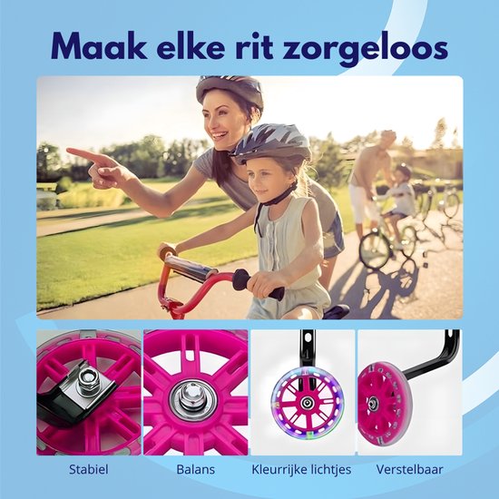 Knaak Zijwieltjes voor Kinderfiets - Roze - 12 t/m 20 Inch - Stevige Zijwielen - Fietsaccessoires van Knaak — afbeelding 5