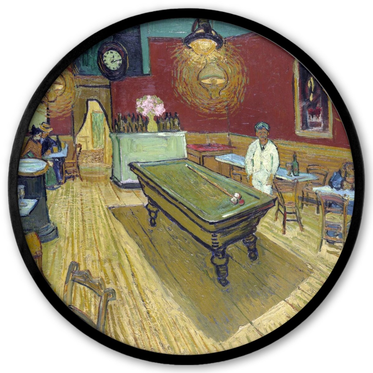 FrameYourWall Poster in lijst Rond - Fotolijst 40x40 cm - Posters - Het Nachtcafé - Vincent van Gogh - Ronde posterlijst zwart - Decoratie - Wanddecoratie woonkamer - Muurdecoratie slaapkamer Multicolor