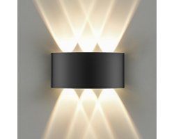 EXCITAT LED-wandlamp - IP65 - Geschikt voor binnen- en buitengebruik - 6W - 6 lichtbronnen boven en onder - 3000K warmwitte buitenwandlamp - Aluminium LED-lamp - Geschikt voor woonkamers, slaapkamers, trappenhuizen, gangen en balkons