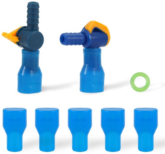 8pcs Bite Valve Replacement with 2 Straight and Angled Hose Connections for Camelbak, Blow Replacement Including Tube O-Ring for Water Tank Bladder Backpack Hydration (Clear Blue)