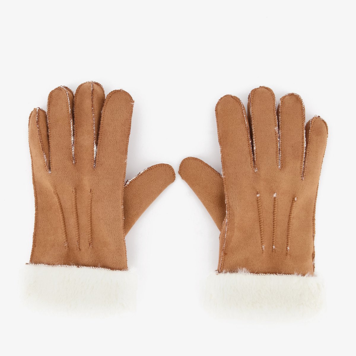 Gevoerde dames handschoenen beige - Maat S