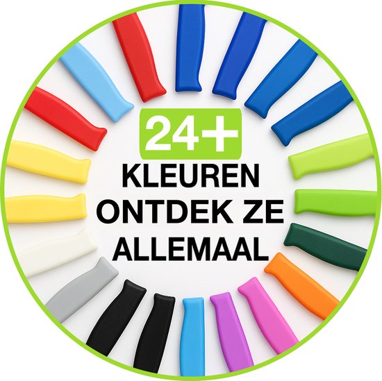 Veelkleurige handvatten van Solingen schilmesjes, meer dan 24 kleuren.