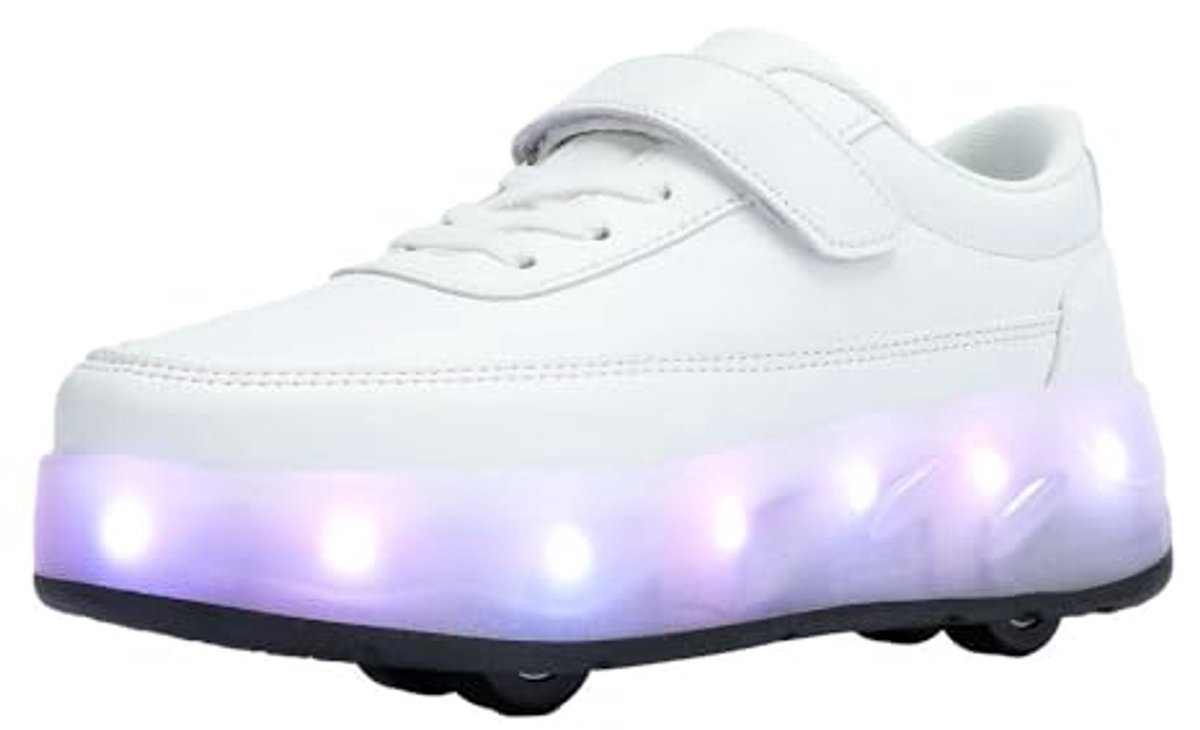 Verstelbare Rolschaatsen voor Jongens en Meisjes - 4 Wielen, Maat 37 EU, USB Oplaadbare LED Verlichting
