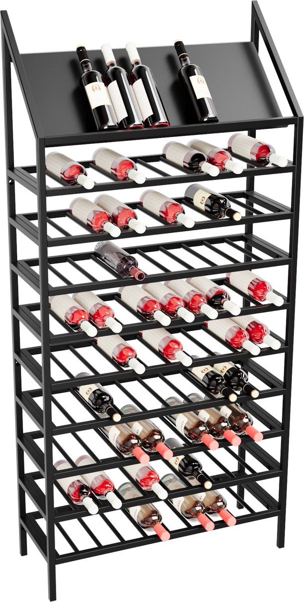 MetaloPro Wijnrek Napa – Zwart Metalen Flessenrek Voor 100 Wijnflessen, Robuust Design, Ideaal Voor Keuken, Kelder Of Bar – 170x80x30cm