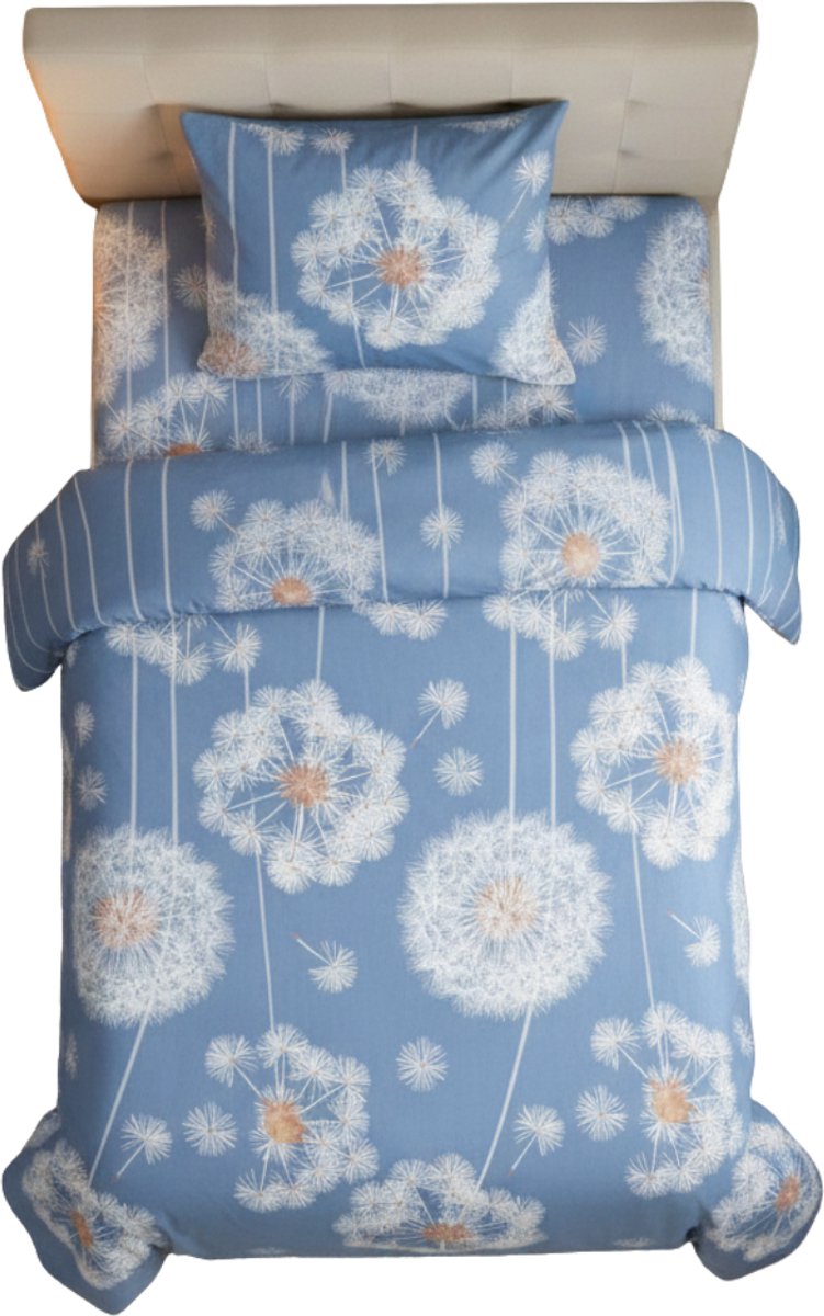 HappyNest - Dekbedovertrek - 1 persoons 140x220 cm - met Kussensloop 60x70cm - Paardenblomen