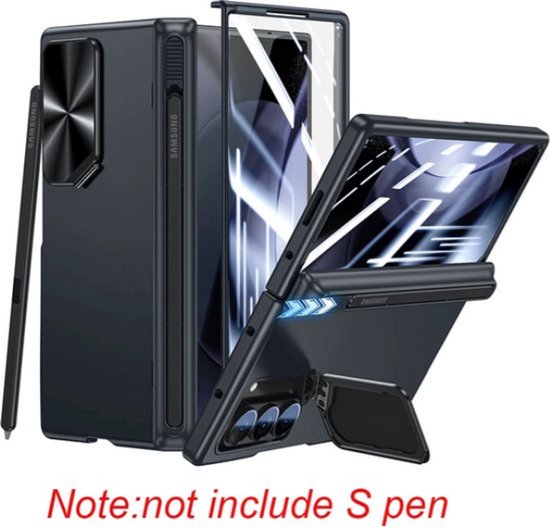 Étui de Luxe super robuste adapté pour Samsung Galaxy Z Fold 6 – avec support d'appareil photo, protecteur d'écran, Protection complète des charnières, emplacement pour stylet S , résistant aux chocs, anti-chute, étui de protection Premium