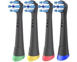 Opzetborstels passend op Oral-B iO - Zwart – 4 stuks - Vervangende tandenborstelkoppen voor iO 3, 4, 5, 6, 7, 8, 9, 10 - Rond - Zacht
