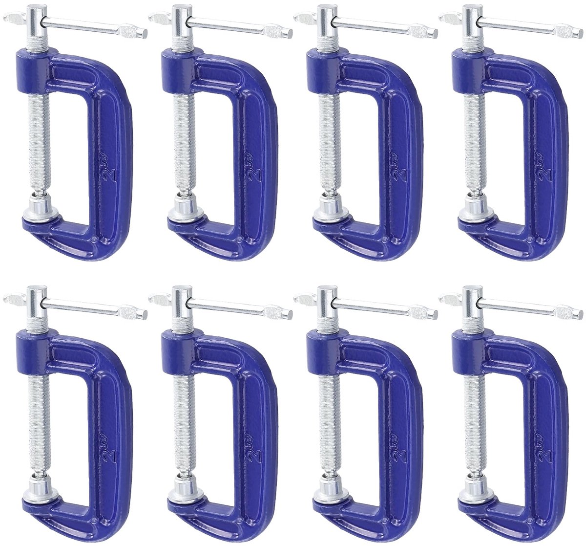 8PCS 2 Inch C Clamps, Blue Metal G Clamps, Jaw Opening 50mm Screw G Clamps for Assembly, Fixing