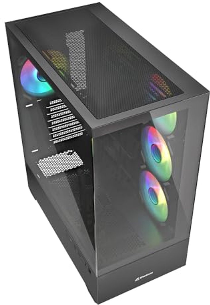 Moderne ATX PC behuizing met RGB verlichting en gehard glas