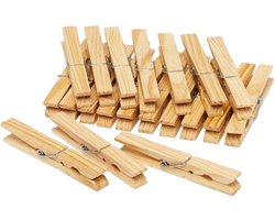 Houten wasknijpers - 60x stuks - voordelige knijpers / wasspelden - bamboe - was ophangen