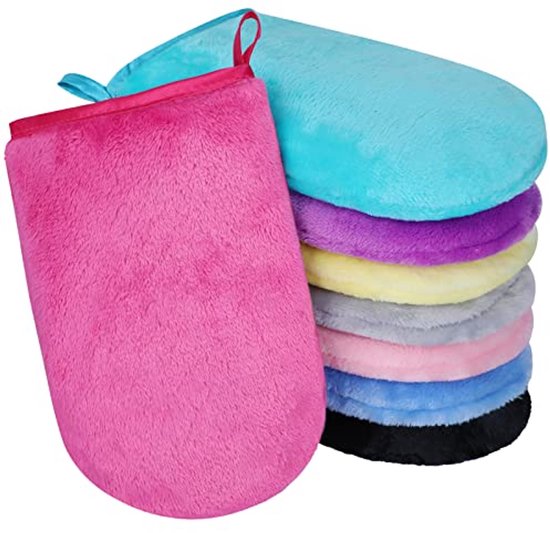 8 Gants Toilette Microfibre Doux Démaquillants Réutilisables - 8 Couleurs 15x21 Cm