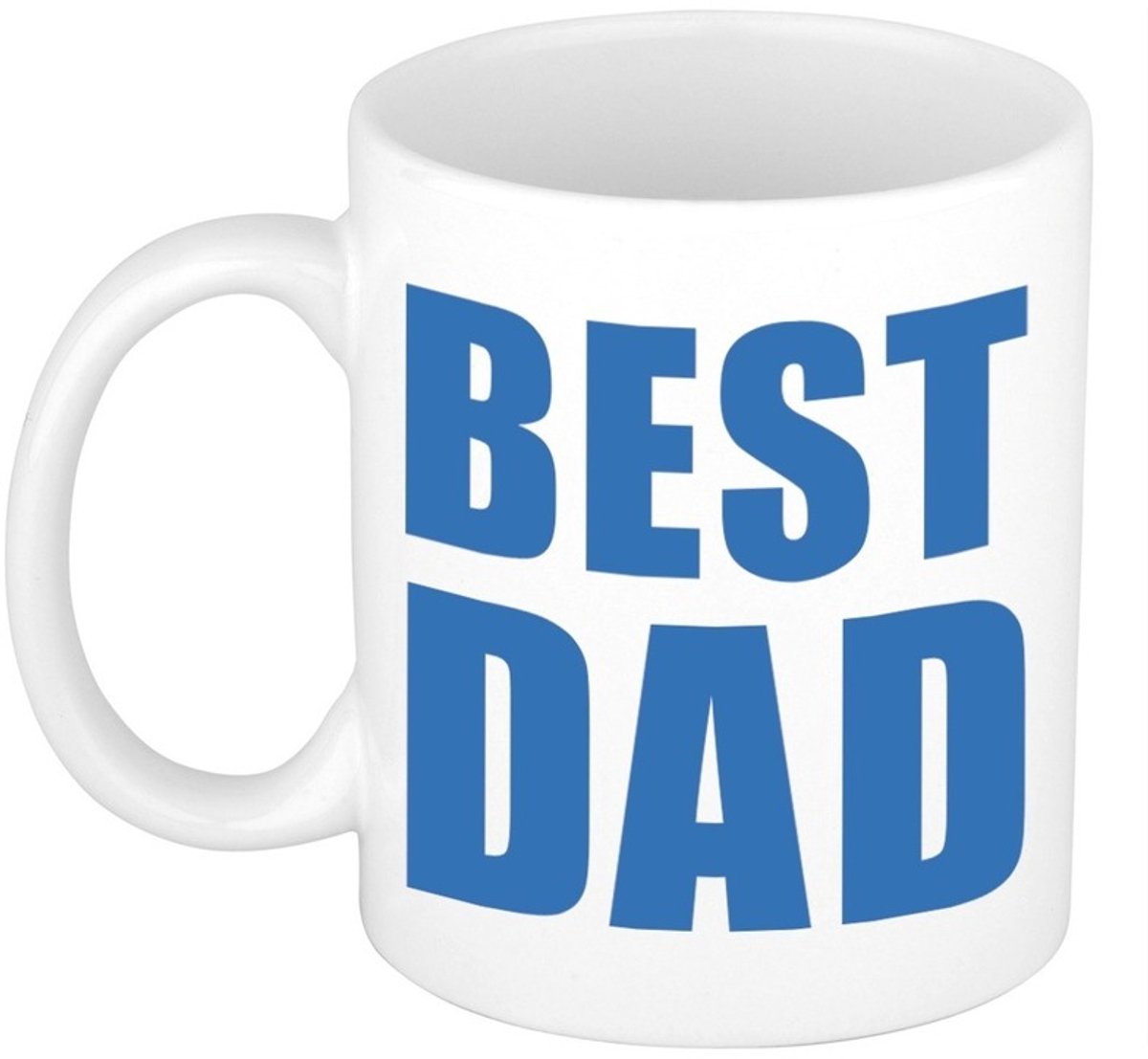 Mok Best dad - 300 ml - wit/blauw - vaderdag - cadeau - koffiemok - mokken