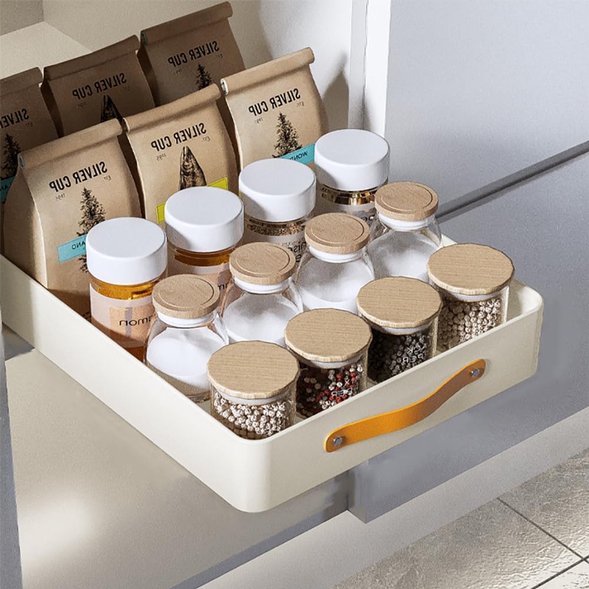 Ibenzoa® Uittrekbare Lade Organizer voor Keuken en Badkamer met Handvat