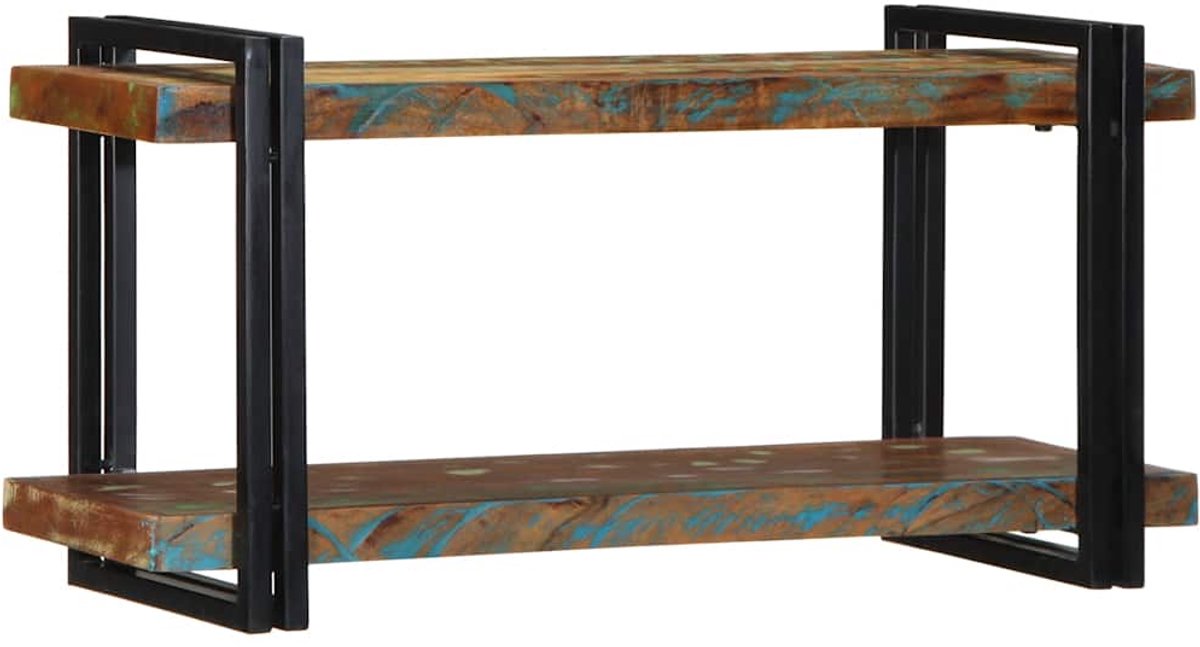 vidaXL - Wandschap - massief - gerecycled - hout - meerkleurig