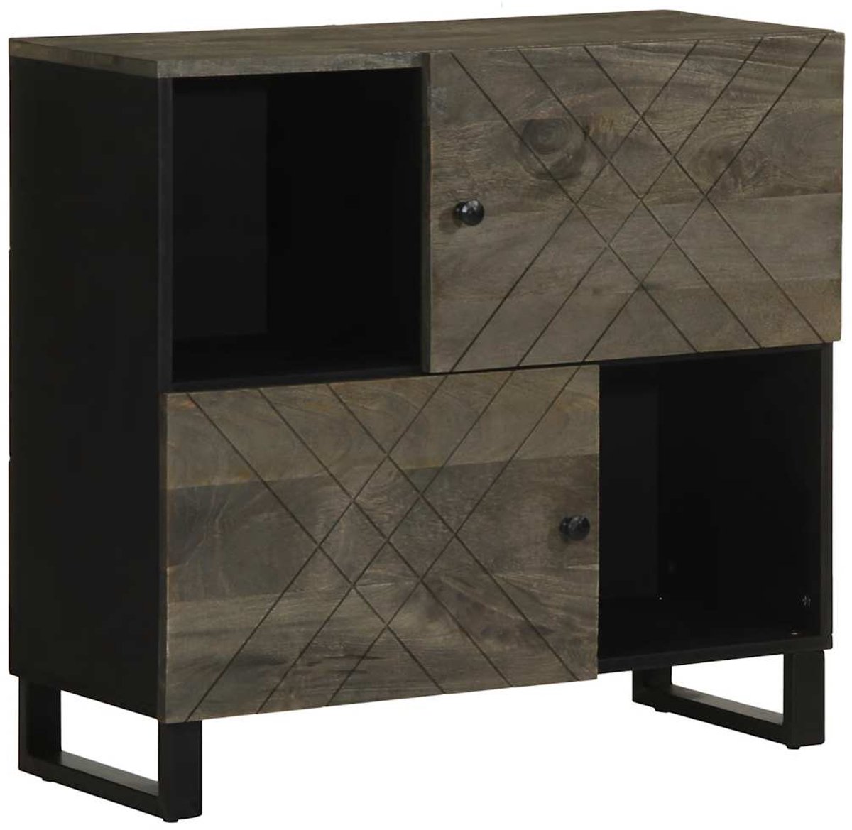 vidaXL - Dressoir - 80x33x75 - cm - massief - mangohout - zwart