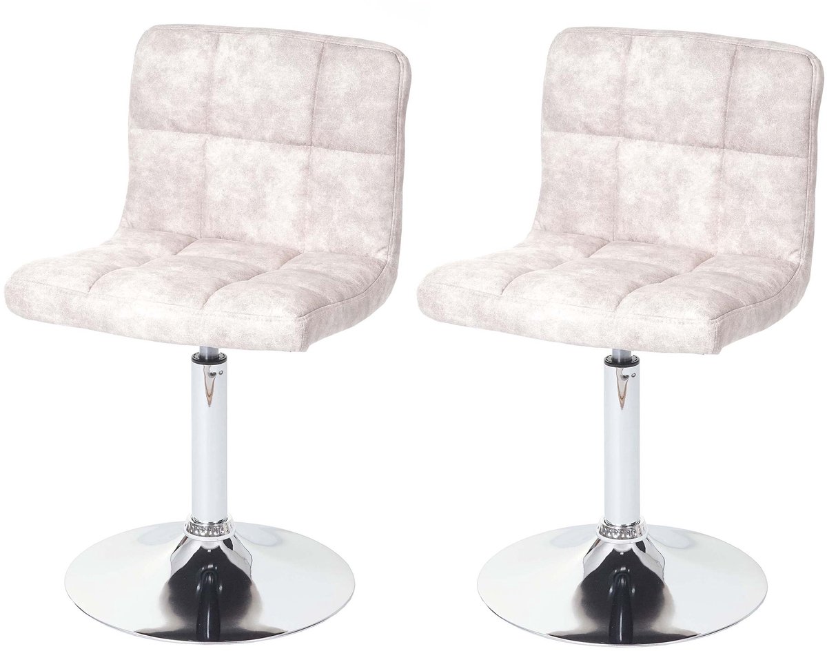 MCW Set van 2 eetkamerstoelen Kavala, draaistoel, imitatie suède chroom ~ vintage lichtgrijs